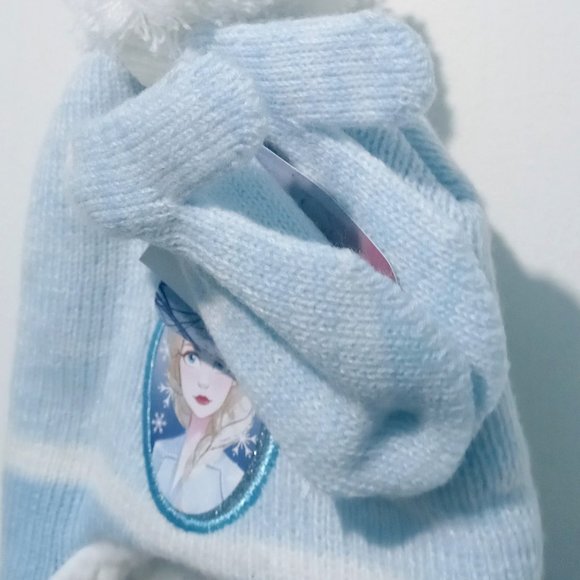 Disney's Frozen Toddler Girl Trapper Hat & Mittens Set One Size - Picture 3 of 5